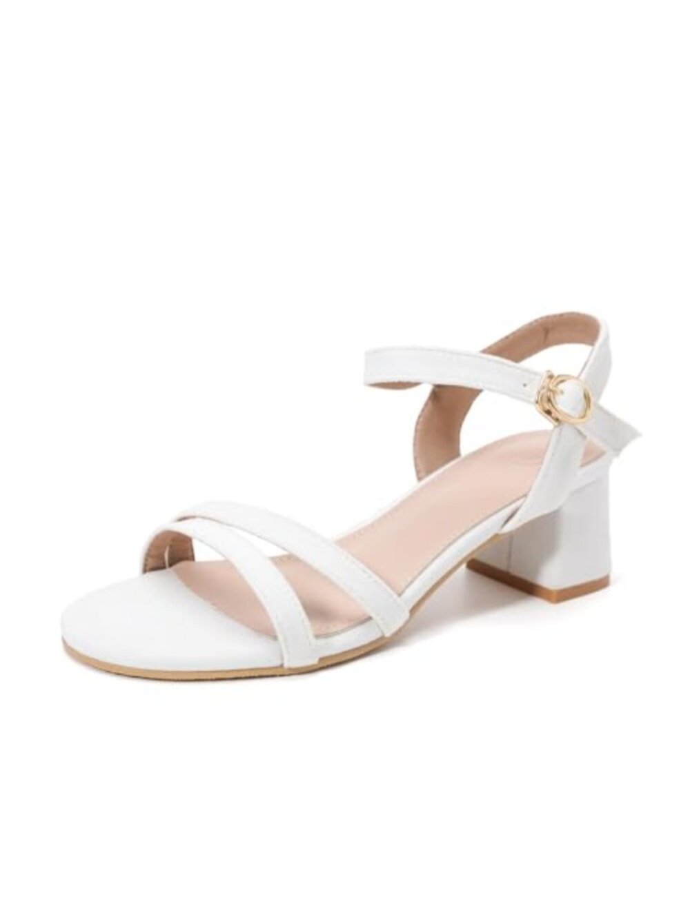 Open Toe Block Heel Sandals Ankle Strap Buckle Formal Pump